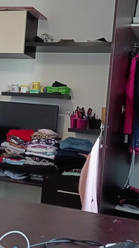 Amateur Wife Has Fun Trying on Clothes and Cutting Them.