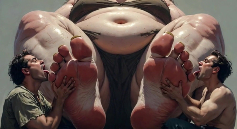 YOUR BEST FANTASY: SSBBW-herrin fußanbetung - zwei sklaven putzen ihre massiven füße