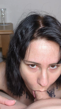 Ordered Goth Girl Gives Deepthroat Blowjob in Hotel Room