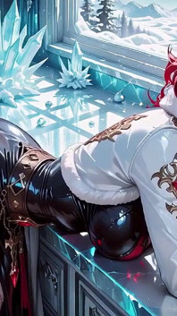 Ice Queen उन्मुक्त! लाल बाल, बर्फीला कवच, और आलसी बेडरूम वाइब