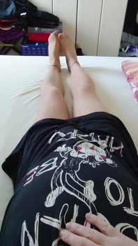 Nylonjunge in the Nightgown and Tights in Bed