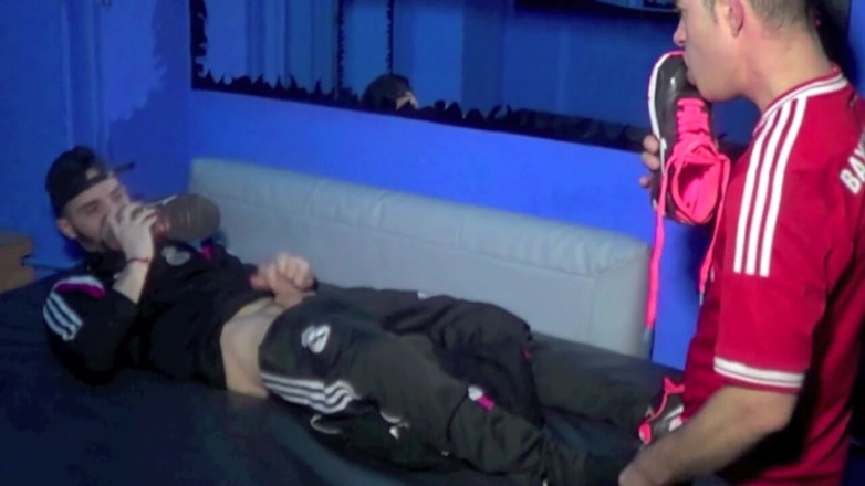 HUMLIATION AND SPANKING PORN: Sneaker humiliation with bad boy in a backroom