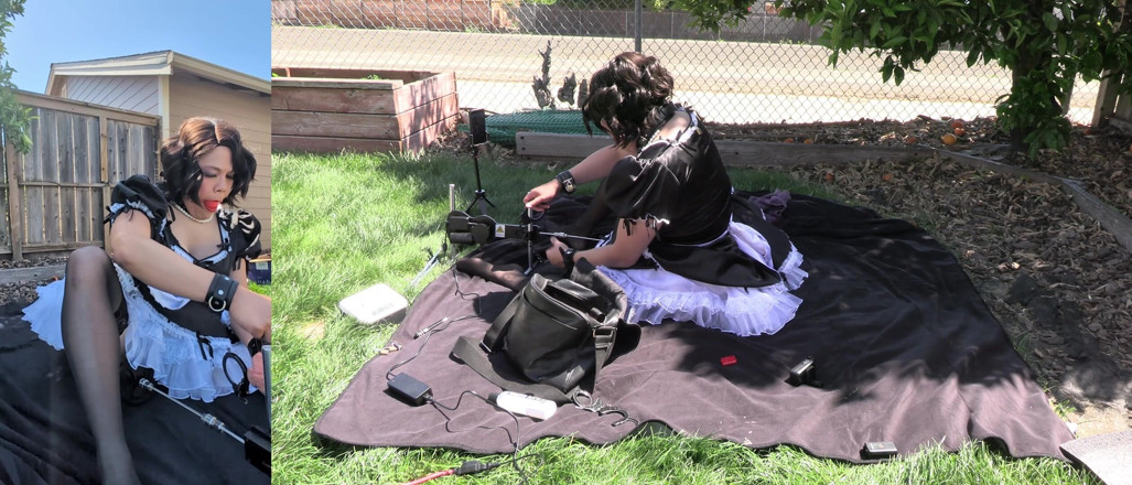 Sissy Candy: Sissy Maid Candy Gets Fucked by Her Fucking Machine Outdoors -...