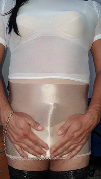 Liquid Satin Skirt and Nylon Briefs
