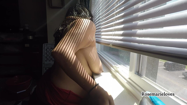 RosemarieLoves: Candid MILF Cleaning the Window Topless Asmr