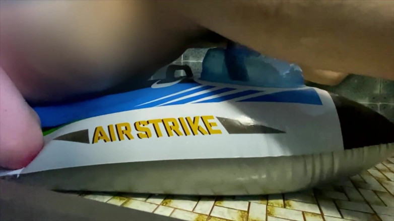 Aussie bi boy: Fucking water filled intex air fighter plane
