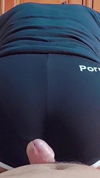 I Rubbed His Cock with My Tight Black Shorts and His Penis Started Leaking