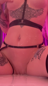 Slutty Kitty Rides a Toy and Pours Milk All Over Her Body