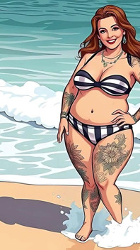 Ai tatuaggio arte donne sinuose in bikini