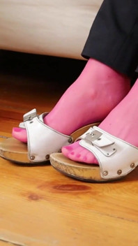 Sensual Dalingling & Shoeplay in Pink Tights - Giày lười & guốc