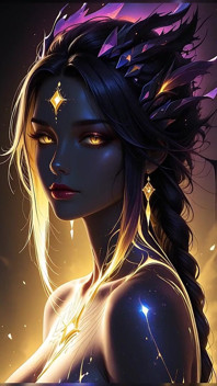 Void Keizerin die uit donkere materie stijgt met gouden astrale draden kosmische fantasie Ai art diavoorstelling
