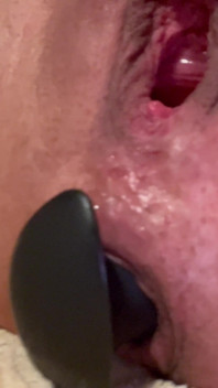 Whore’s Loose Blown Out Cunt with Huge Plug in Her Used Asshole