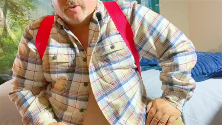 Hand-Free-Daddy-Chub: Jätte mage och man bröst med en underbar fet gurka