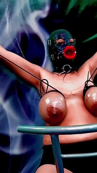 Gimp mask hucow bundet tit busting