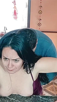Hot Stepmom My Stepson, Aroused, Can't Hold Back Anymore and Fucks Me Hard in the Kitchen