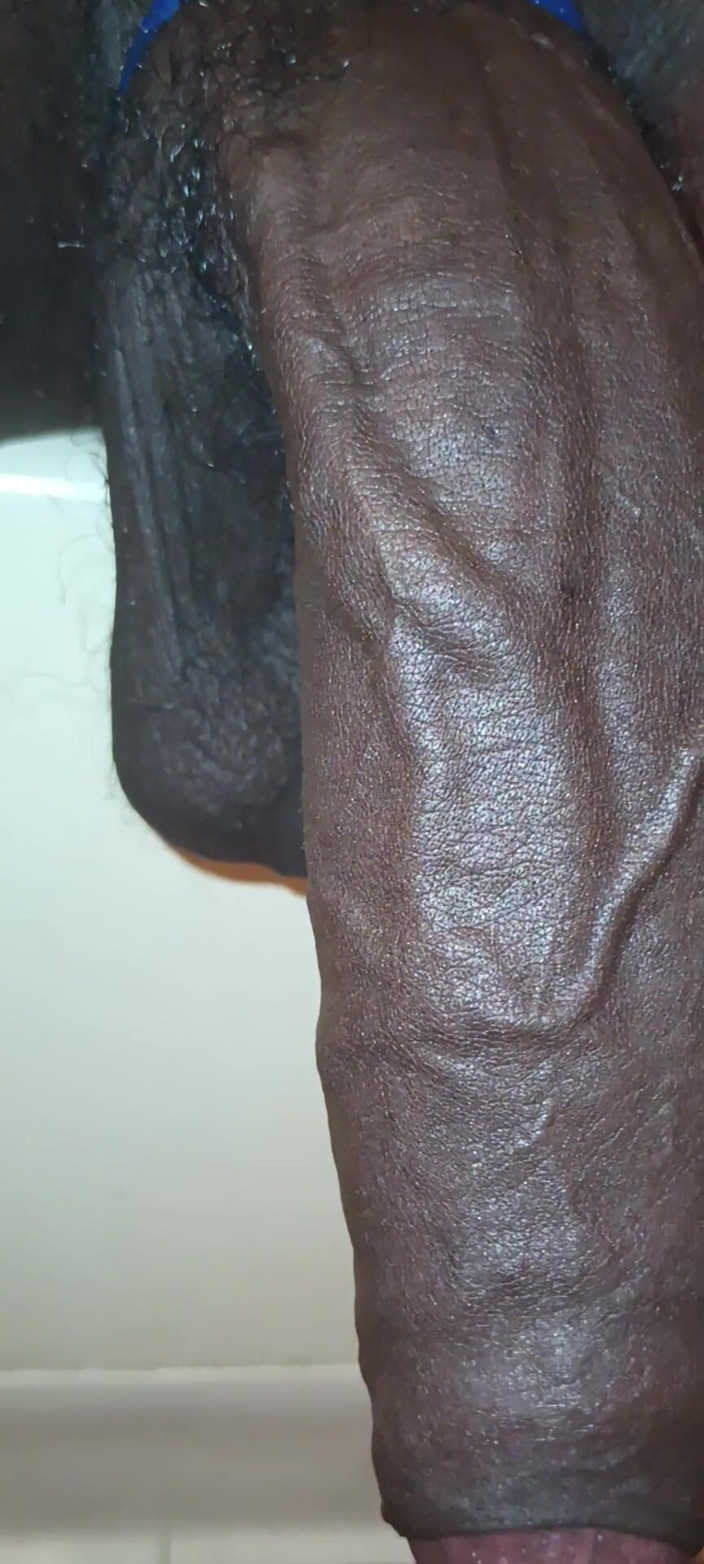 Chocolate Meat Stick: Stroking Big Black Uncut Dick Wit Cock Ring