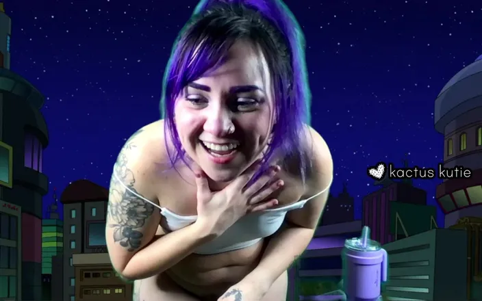 Kactus kutie: Leela Pisses and Cums Live