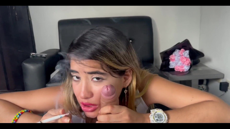 ClarkKennt: My Bestfriend's Girl Sucks My Dick Smoking Cigarette and Swallow...