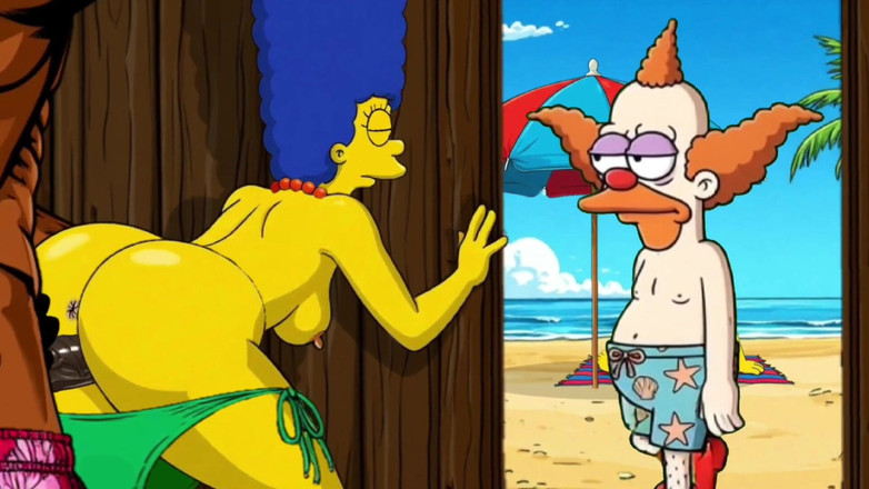 Octopussy Lovers Club: Jalang Pantai 2: Pepek penuh dengan air mani. Kartun Simsons Parodi.