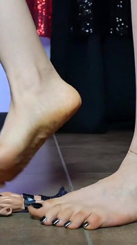 Trampled Barefoot by the Italian Goddess in Black Toenail Polish Ita