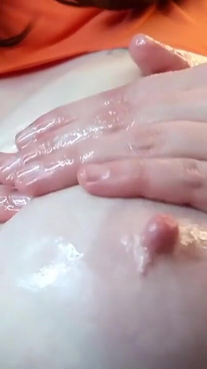 Oily breast massage (Hunnybrat)
