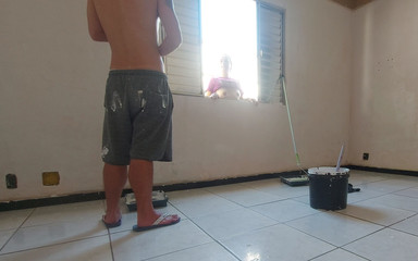 Kasallpimenta: 나는 그것을 참을 수 없었고 화가의 자지와 섹스를 했고, 욕심 많은 놈은 내 보지를 모두 움마시게 했다.