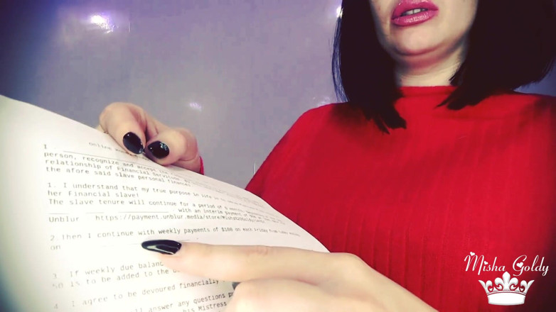 Goddess Misha Goldy: Financial debt contract! How to become mine
