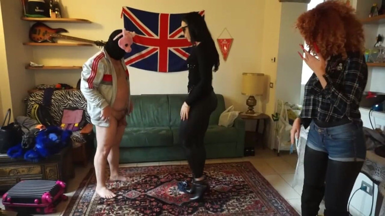 Lady Mesmeratrix Official: Masked slave gets punished from three femdom chicks