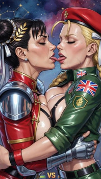 Cammy and Chun Li Friends Kissing