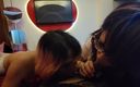 My hottest videos: Trans menina com pau enorme recebe um boquete duplo de...
