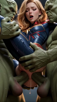 Sorpresa De La Heroína En Gangbang Con Skrulls - Ia Generada