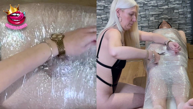 Mistress_BJQueen: Mummified Slave Expecting a Handjob, Locked in a Chastity Cage...