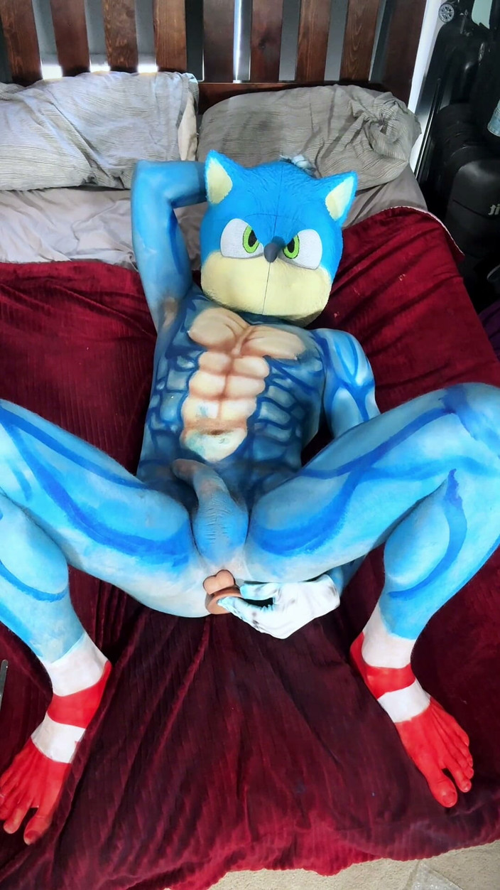 PicAsssHole: Sonic用假阳具自慰
