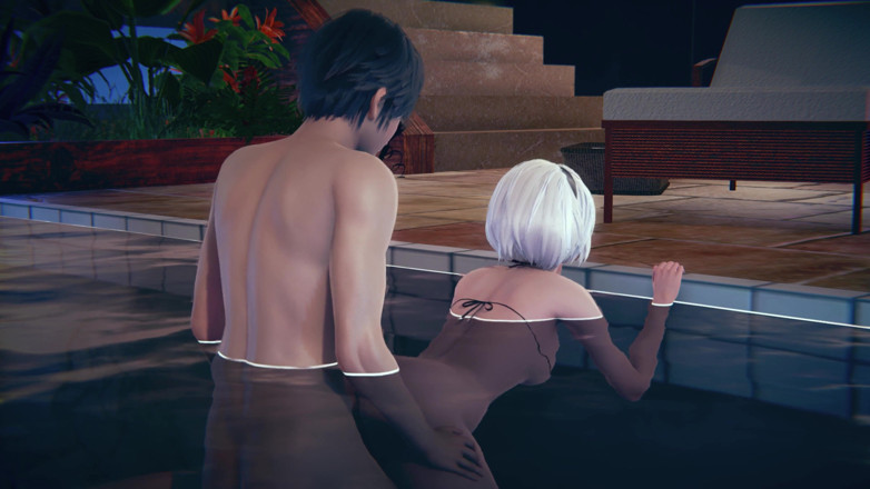 Waifu club 3D: 2B se la follan a lo perrito en la piscina