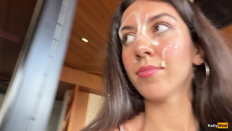 Katty West: Crazy Cumwalk in Starbucks - Blowjob in Public Toilet, Drinking Coffee...