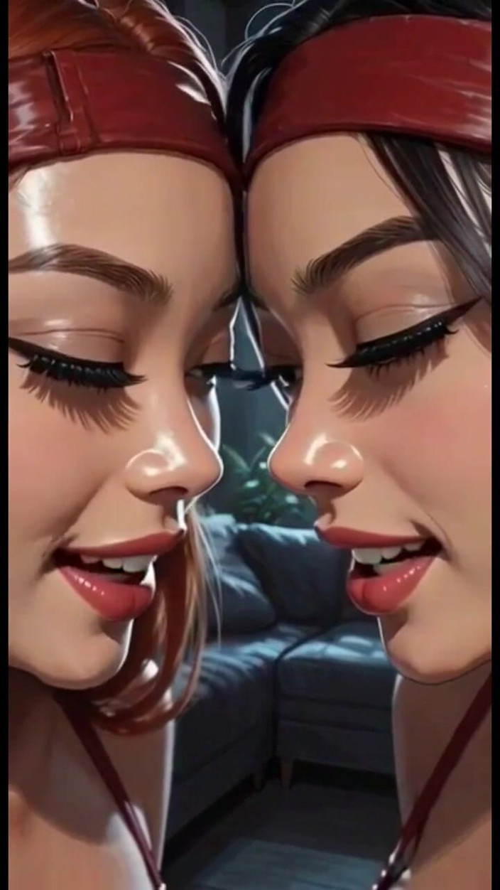 Hot girl dancing: Lesbiche carine lingua e bacio fetish, animazione ai