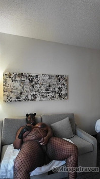 Patra Dressed in Fishnet Heels Latex Gloves and Latex Hood Masturbation