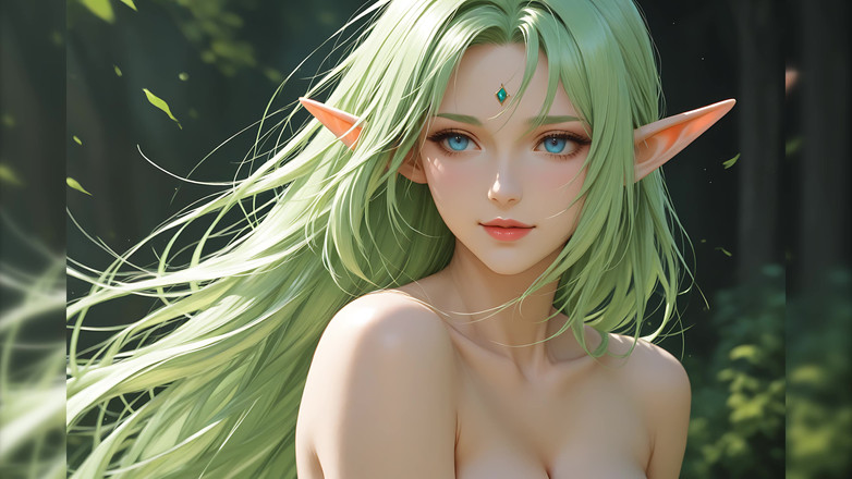 LustRender: Lustrender diaporama : une belle femme elfe nue dégoule ses cheveux -...