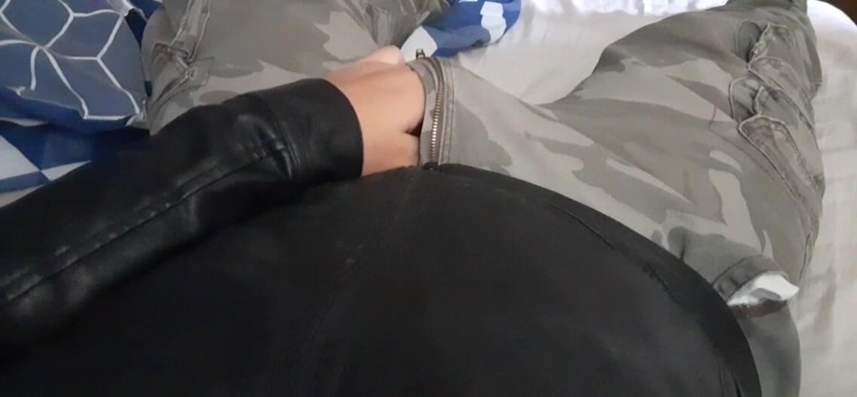 Rusty Sunnybrook: Cum in a black leather jacket