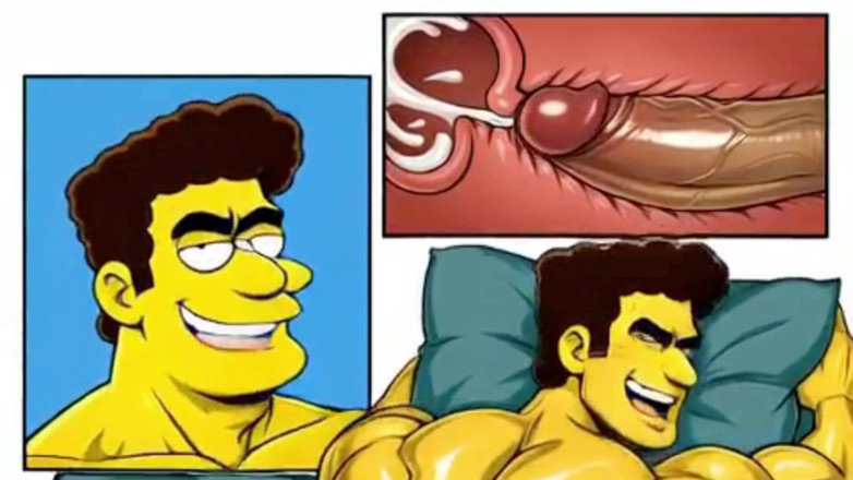 Real narrated fantasy Hentai: Compilație de sex anal homosexual în stil de desene animate Simpsons