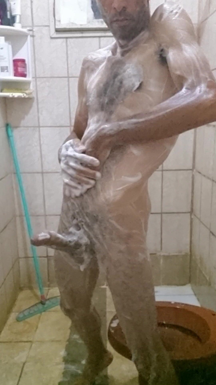 osmar1221: Me Taking a Shower with a Hard-on and Jerking off...