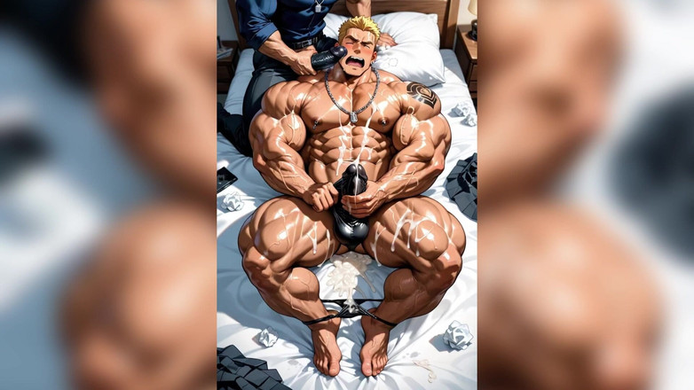AI gay porn: Muskulöse fitnessstudio-mann fickt mit sperma