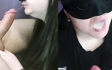 BigSexShow: Učí se hluboko sát a mačká. Polyká všechno sperma