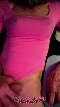 Cdmichelle Wearing Pink Bodysuit with Hard Nipples Cumming on Leg