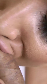 Dark Haired Busty Babe Sheila Grant Sucks Cock In POV Before She Strokes Off Stud To Finish