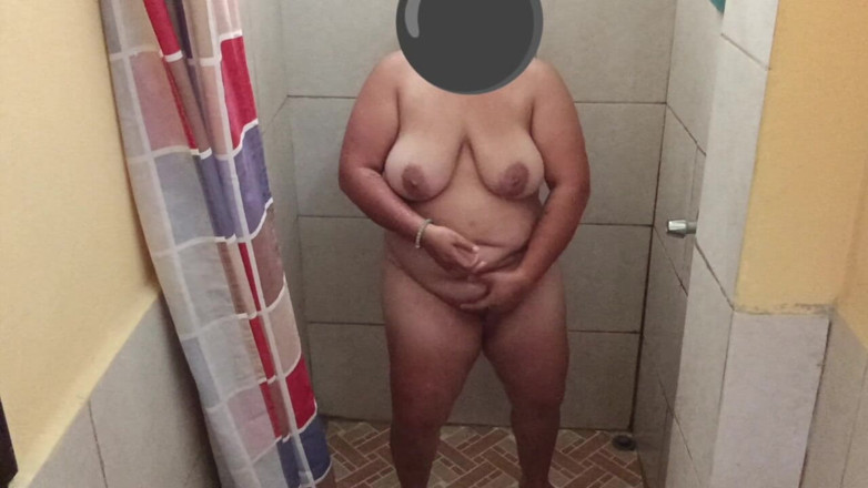 Stepmom_with_big_tits: Taking a Shower in a Public Restroom.