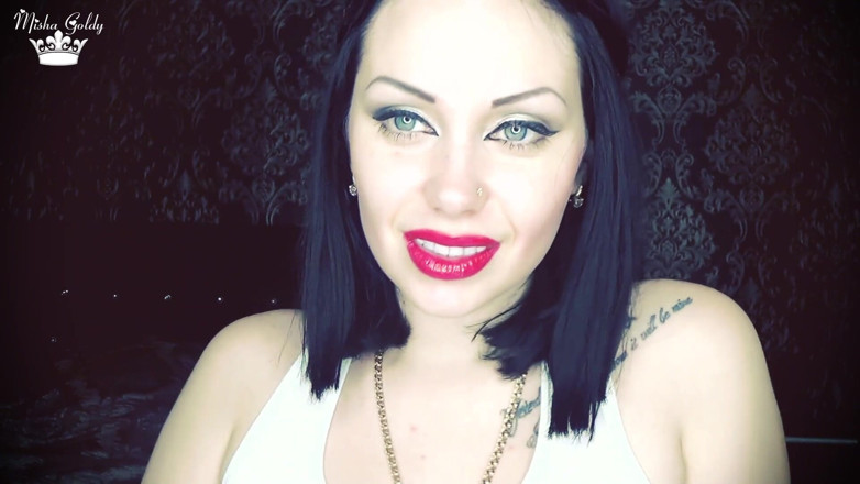 Goddess Misha Goldy: ¡Mis besos rojos te hacen correrte en mi cara en...