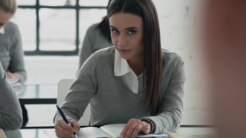 Russian Institute: Lea Guerlin has a quick ride with the janitor