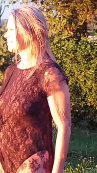 Granny Is Wearing a Sheer Bodysuit Outside