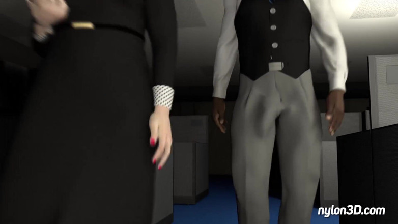 N3D animation: Threesome with a mammoth cock